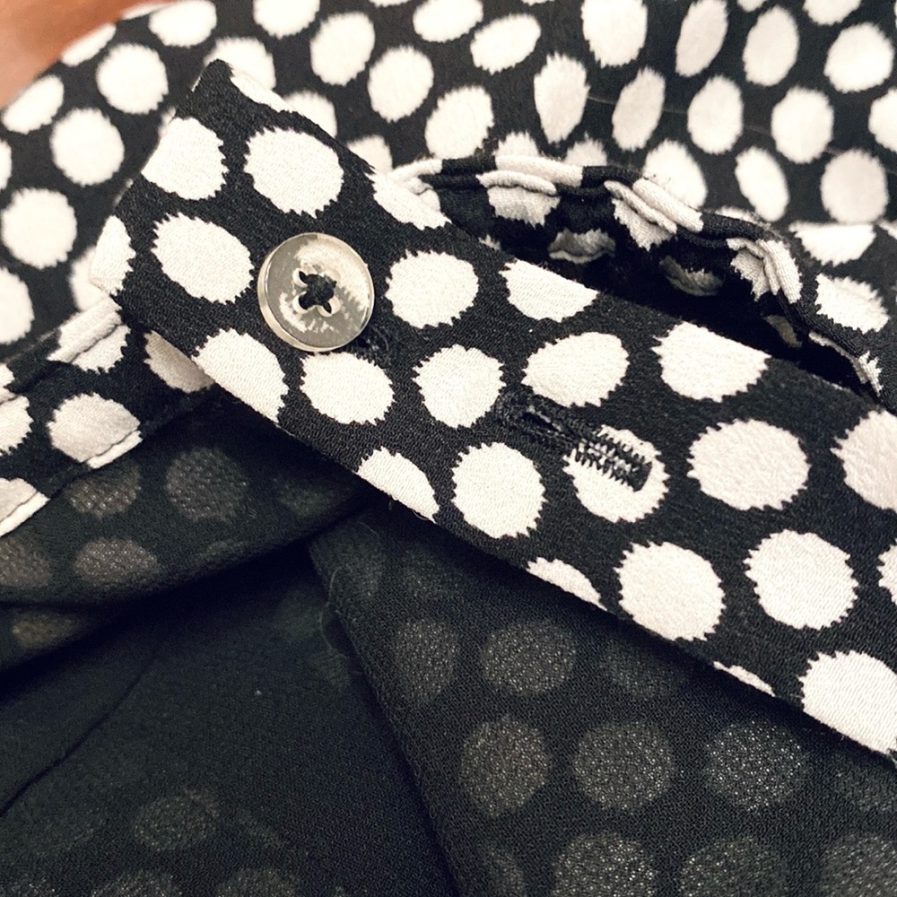 White House Black Market Black White Retro Polka Dot SZ XS Elegant Ruffle Dress - Picture 9 of 11